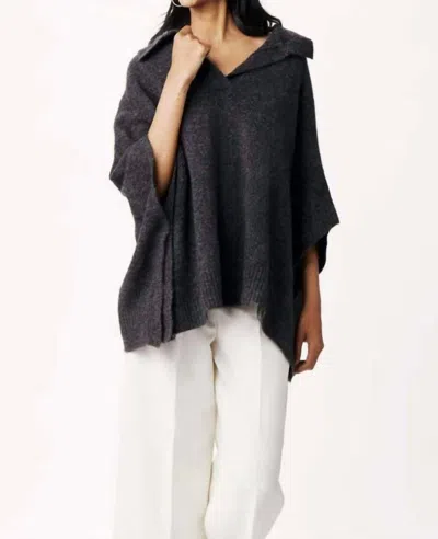 Mersea Cambridge Collar Poncho In Charcoal In Gray