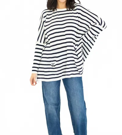 Mersea Catalina Crewneck Sweater In Navy/white Stripe In Black