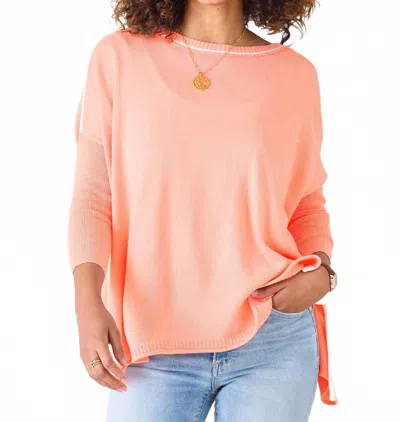 MERSEA CATALINA CREWNECK SWEATER IN PEACH/ WHITE CONTRAST