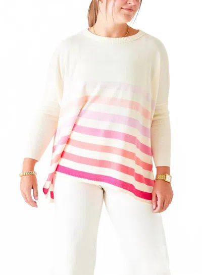 Mersea Catalina Crewneck Sweater In Raspberry Stripe In Neutral
