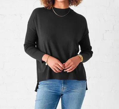 Mersea Coronado Split Back Sweater In True Black + Sea Salt