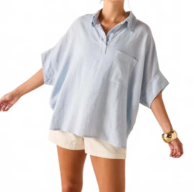 Mersea Hermosa Collared Top In Zen Blue