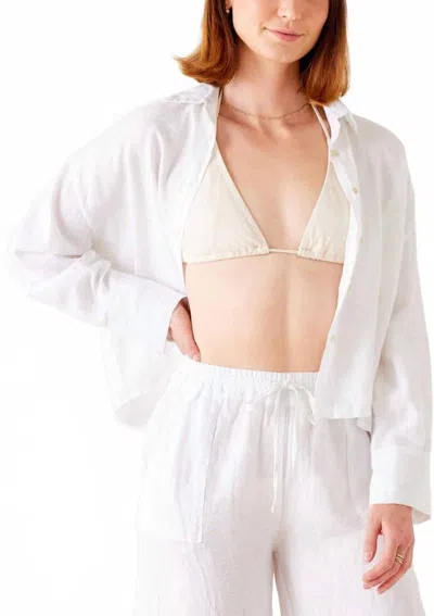 Mersea Hermosa Linen Boxy Button-up In White In Pattern