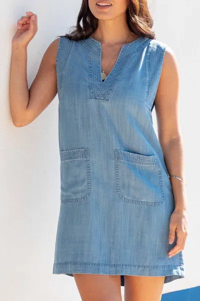 Mersea Kitt Tencel Mini Dress In Chambray In Blue
