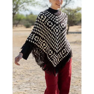 Mersea La Paz Crochet Poncho In Black/white