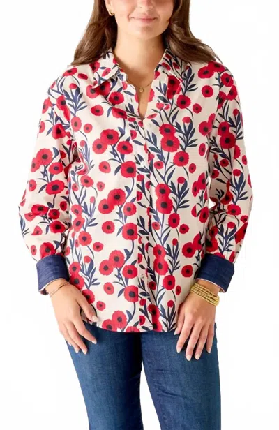 Mersea Margot Button Up In Poppy Floral In Multi