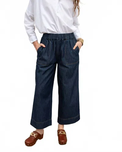 Mersea Sammie Wide Leg Pant In Rinse Chambray In Blue