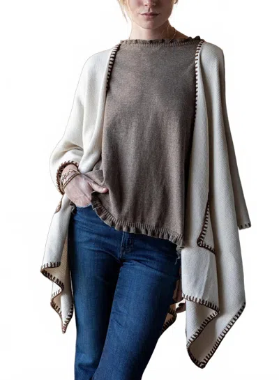 Mersea Whipstitch Travel Wrap In Cream/bronze In Multi