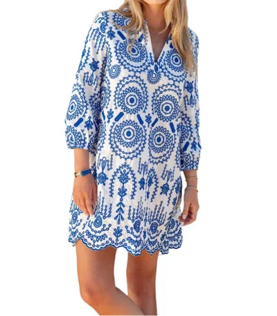 Mersea Women's Edie Tunic Dress In White Blue