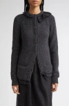 Meruert Tolegen Asymmetric Hand Knit Baby Alpaca Cardigan In Gray