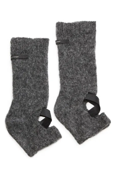 Meruert Tolegen Hand Knit Cutout Leg Warmers In Gray