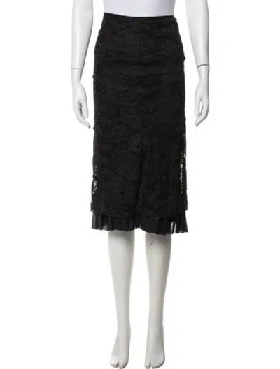 Pre-owned Meruert Tolegen Lace Pattern Midi Length Skirt In Black