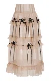 Meruert Tolegen Mauve Tiered Bone Maxi Skirt In Nude