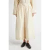 Meruert Tolegen Oversize Crop Wide Leg Taffeta Pants In Cream Taffeta