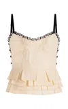 Meruert Tolegen Pleated Cotton Top In Ivory
