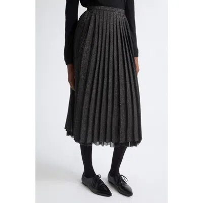 Meruert Tolegen Pleated Herringbone Linen & Wool Blend Midi Skirt In Wool-100