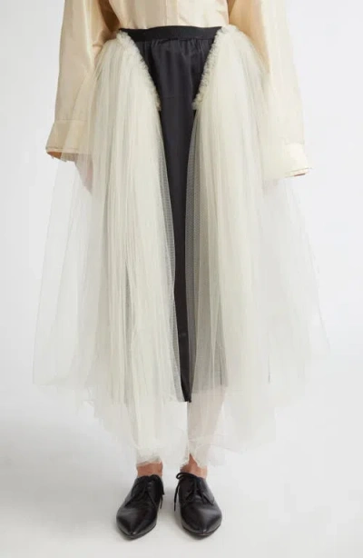 Meruert Tolegen Tulle & Silk Charmeuse Ballet Skirt In Cream Tulle