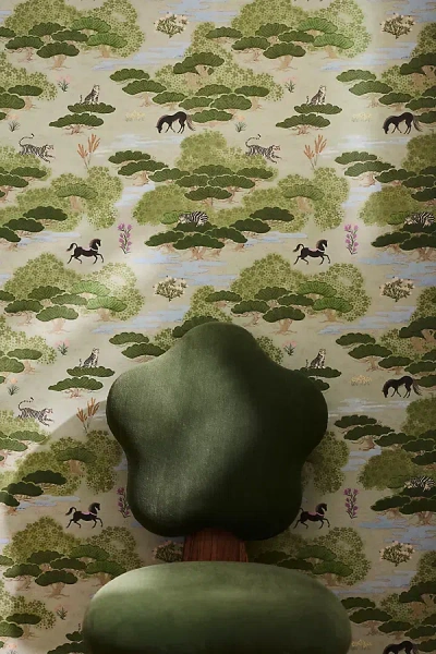 Merve Kahraman Design Merve Green Nature Scene Wallpaper