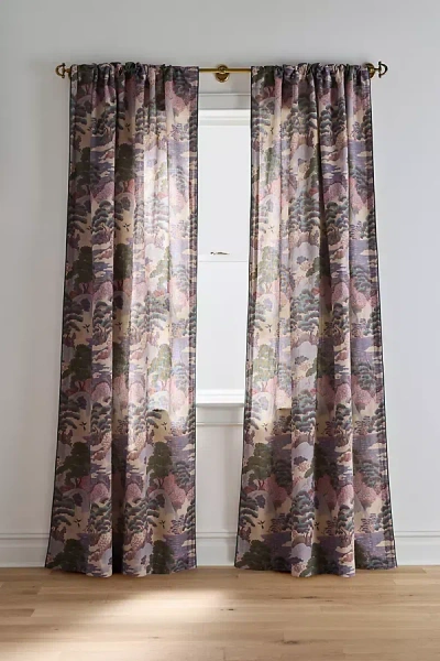 Merve Kahraman Design Merve Kahraman Cotton-linen Printed Curtain In Brown