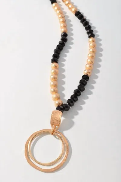 Merveille Glass Metal Ball Bead Long Necklace In Gold/black