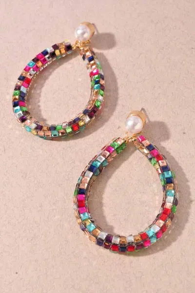 Merveille Women's Stone Teardrop Dangle Earrings In Multi-colored