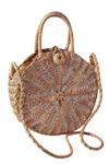 Merveille Women's Straw Round Cross Body Bag In Silver In Silver