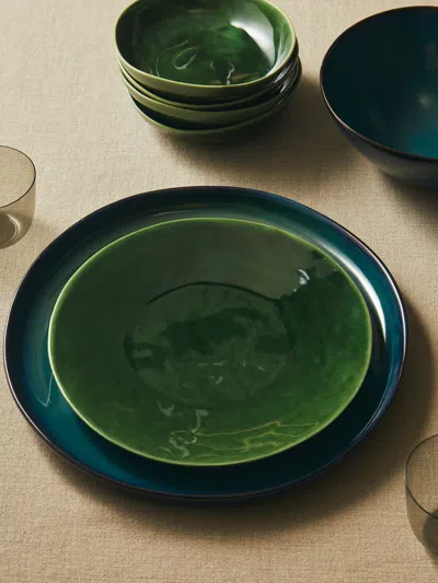 Mervyn Gers Ceramics Hand-glazed Ceramic Dinner Plates - 11in/28cm (set Of 6) In Green