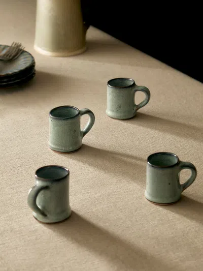 Mervyn Gers Ceramics Hand-glazed Ceramic Espresso Cups (set Of 6) In Green