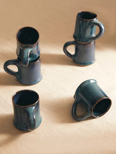Mervyn Gers Ceramics Hand-glazed Ceramic Espresso Cups (set Of 6) In Green