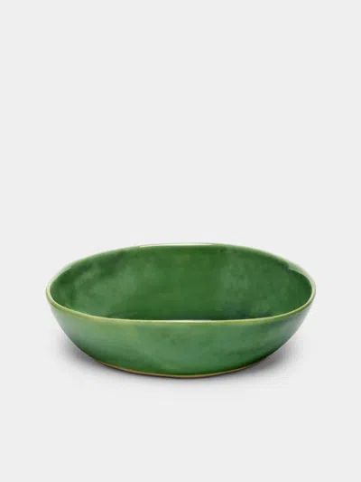 Mervyn Gers Ceramics Hand-glazed Ceramic Large Breakfast Bowls (set Of 6) In Green