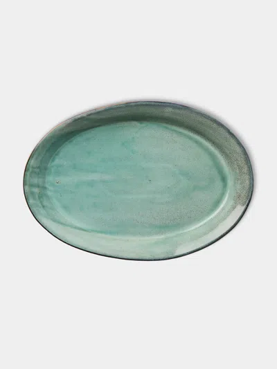 Mervyn Gers Ceramics Hand-glazed Ceramic Large Oval Platter In Blue