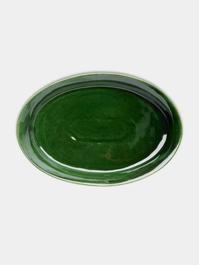 Mervyn Gers Ceramics Hand-glazed Ceramic Large Oval Platter In Green