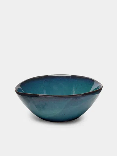 Mervyn Gers Ceramics Hand-glazed Ceramic Salad Serving Bowl In Blue