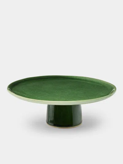 Mervyn Gers Ceramics Hand-glazed Ceramic Short Cake Stand In Green