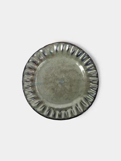 Mervyn Gers Ceramics 'paper' Hand-glazed Ceramic Side Plates (set Of 6)  Abask Gift Set In Green