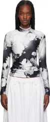 Meryll Rogge Black & White Long Sleeve Piping Turtleneck In White Black