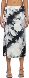 Meryll Rogge Black & White Slip Midi Skirt In White Black
