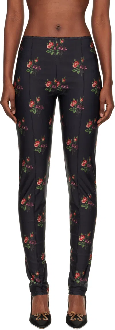 Meryll Rogge Black Floral Jersey Leggings