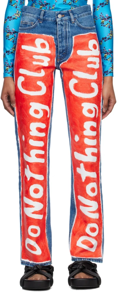 Meryll Rogge Blue Beni Bischof Edition 'do Nothing Club' Jeans In Denim Blue Multi