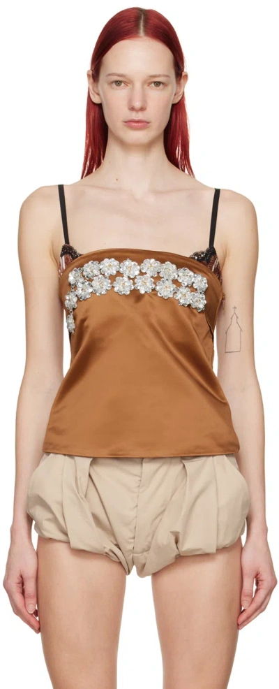 Meryll Rogge Brown Crystal Camisole In Bronze