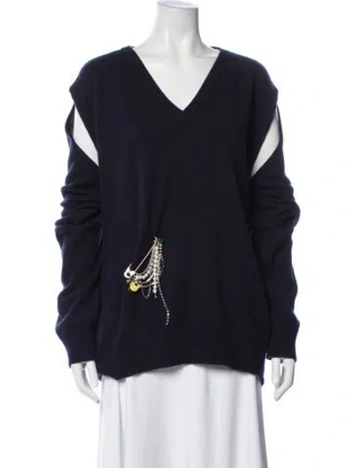 Pre-owned Meryll Rogge Cashmere V-neck Sweater In Blue