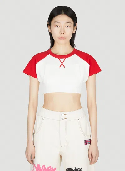 Meryll Rogge Cropped Baseball Top In White