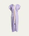 Meryll Rogge Crush Velvet Draped Midi Dress In Lilac