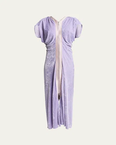 Meryll Rogge Crush Velvet Draped Midi Dress In Lilac
