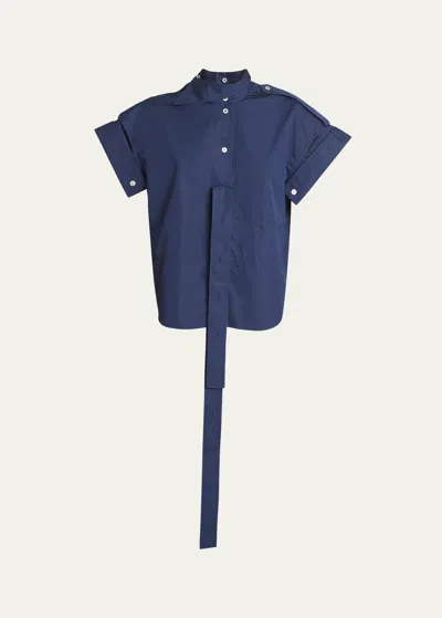 Meryll Rogge Deconstructed Short Sleeve Shirt In Navy