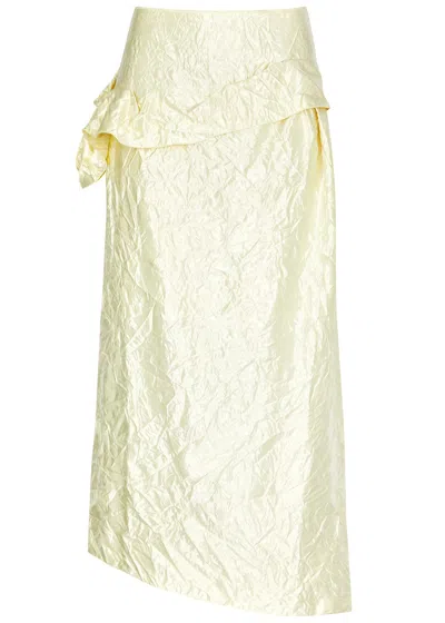 Meryll Rogge Embellished Crinkled Satin Maxi Skirt In Off White