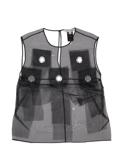 Meryll Rogge Eyelets Fringes Top In Black