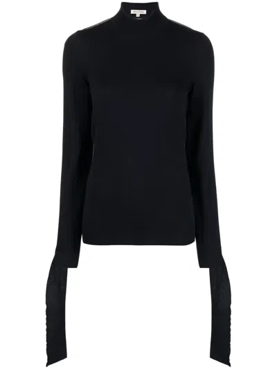 Meryll Rogge Open-back Mock Turtleneck Sweater In Navy