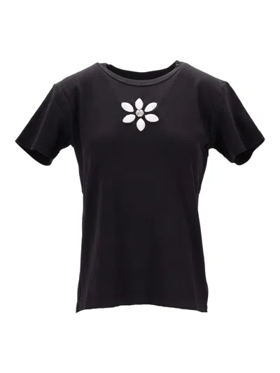 Meryll Rogge Floral Embroidered T-shirt In Black