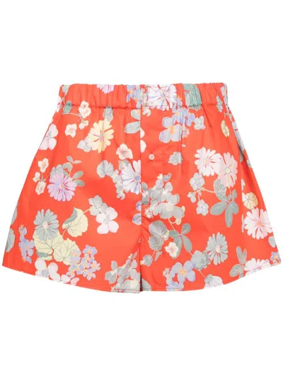 Meryll Rogge Floral-print Cotton Shorts In Red
